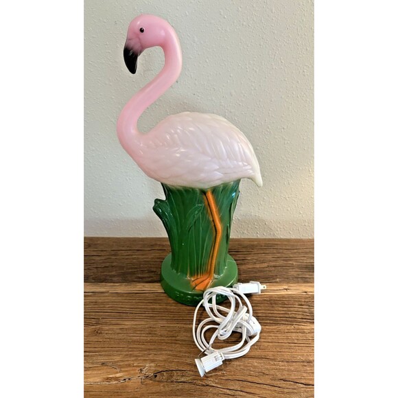 Vintage Pink Flamingo Bird Plastic Blow Mold 15 Inches Light TV Lamp - Picture 16 of 16